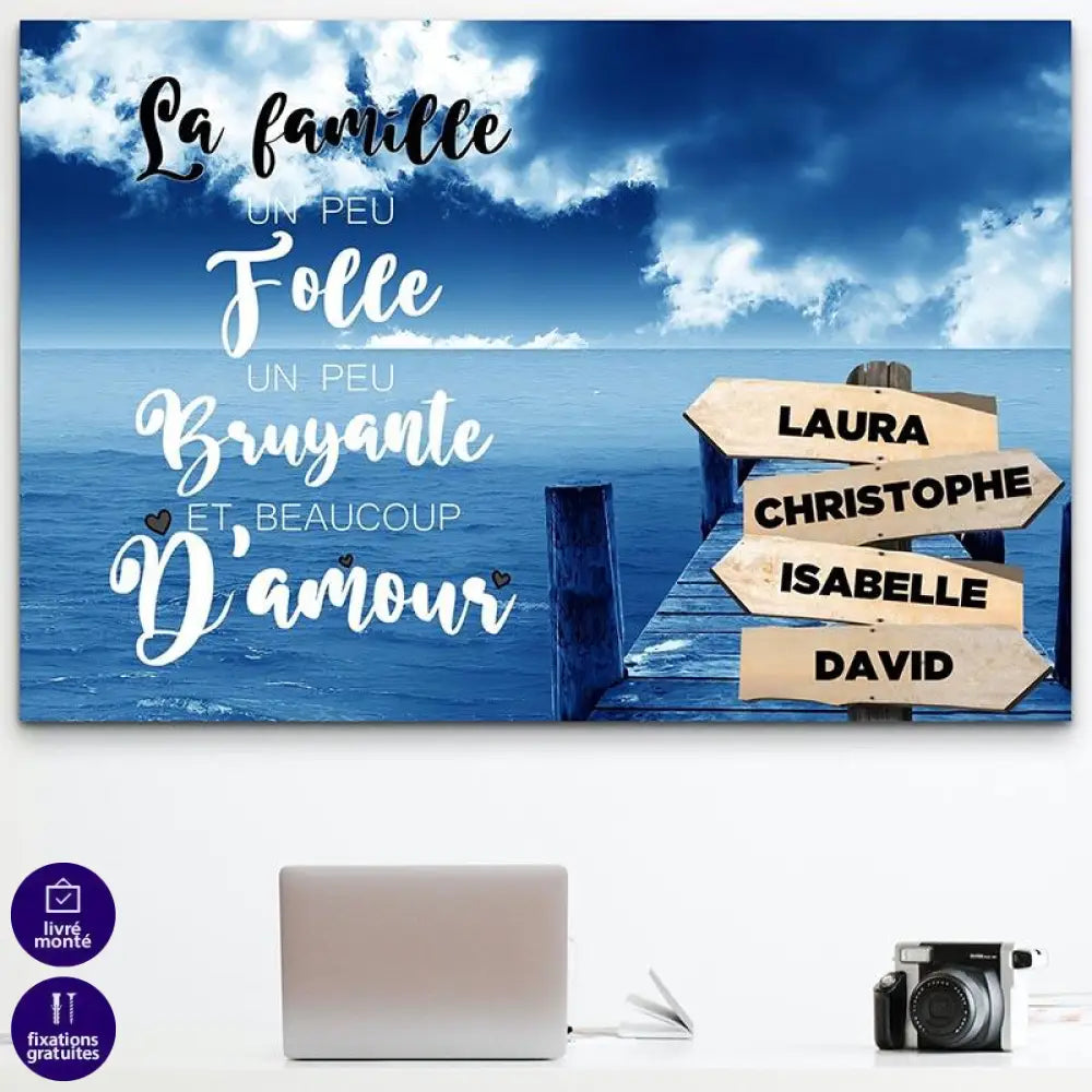 Tableau Personnalisé Prénoms avec Message Ponton - Montableaudeco