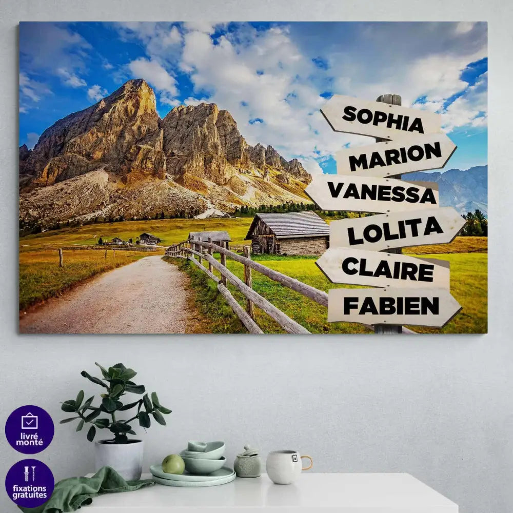 Tableau Personnalisé Prénoms Campagne - Montableaudeco