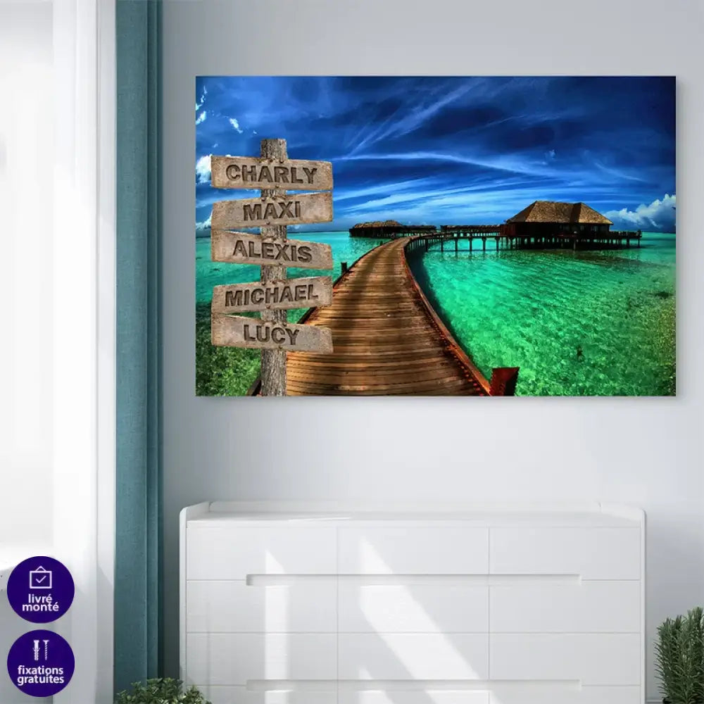 Tableau Personnalisé Prénoms Chemin de Vie Toile Imprimée