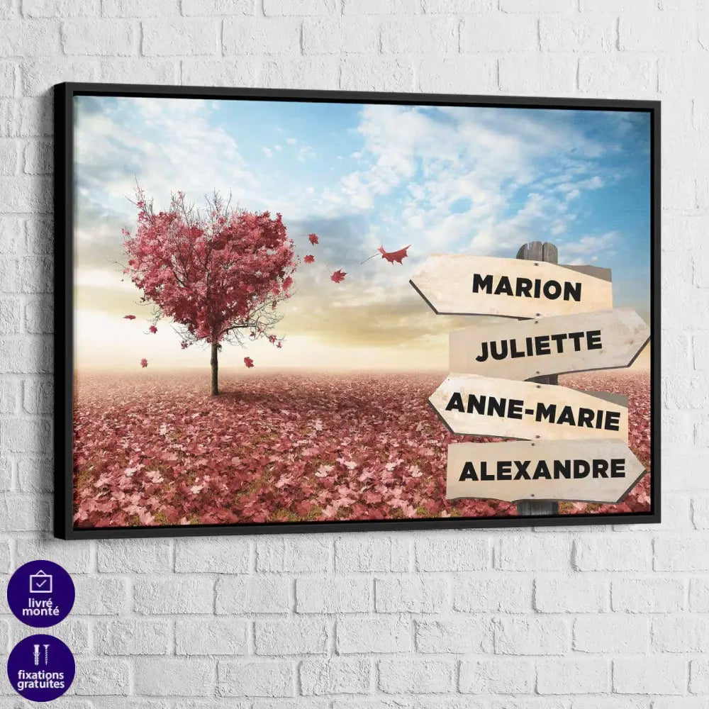 Tableau Personnalisé Prénoms Cœur Rouge - Montableaudeco