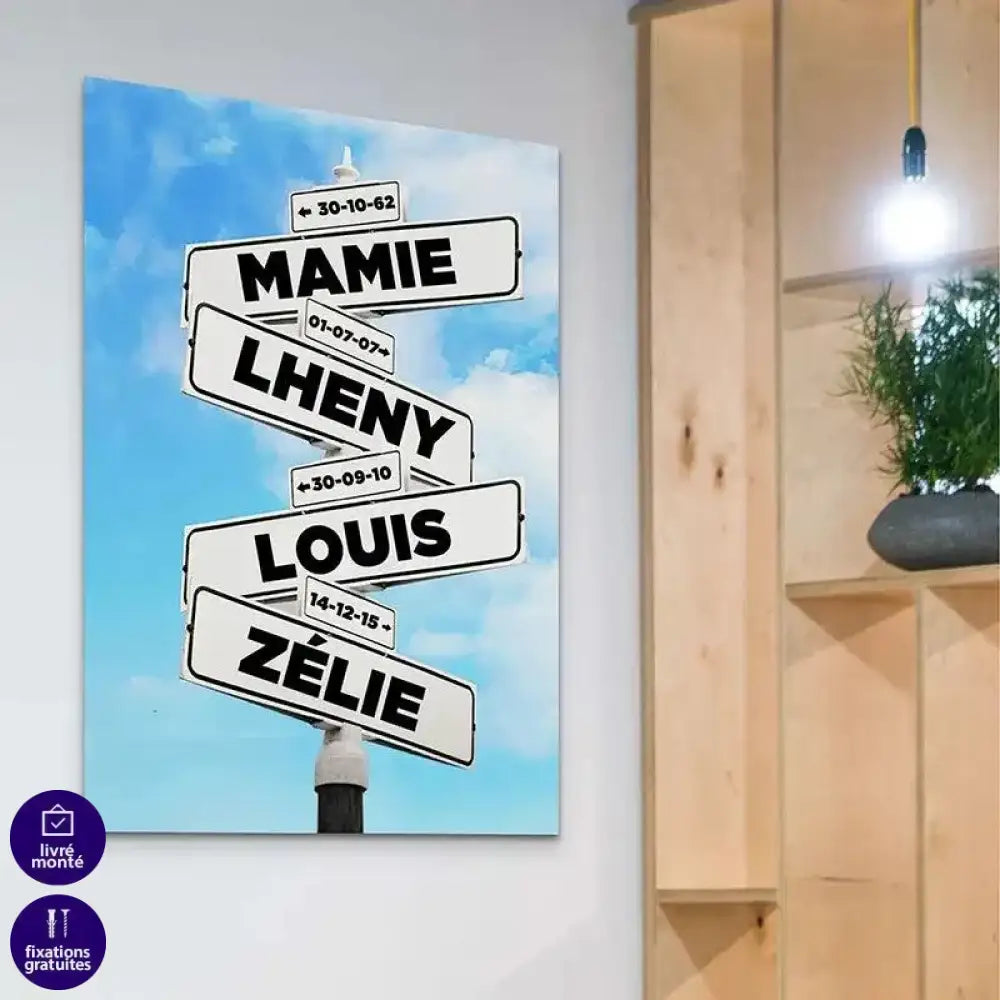 Tableau Personnalisé Prénoms Intersection - Montableaudeco