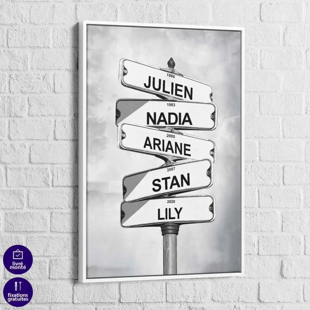 Tableau Personnalisé Prénoms Intersection Vintage - Montableaudeco