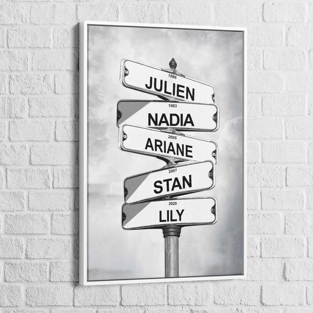 Tableau Personnalisé Prénoms Intersection Vintage - Montableaudeco