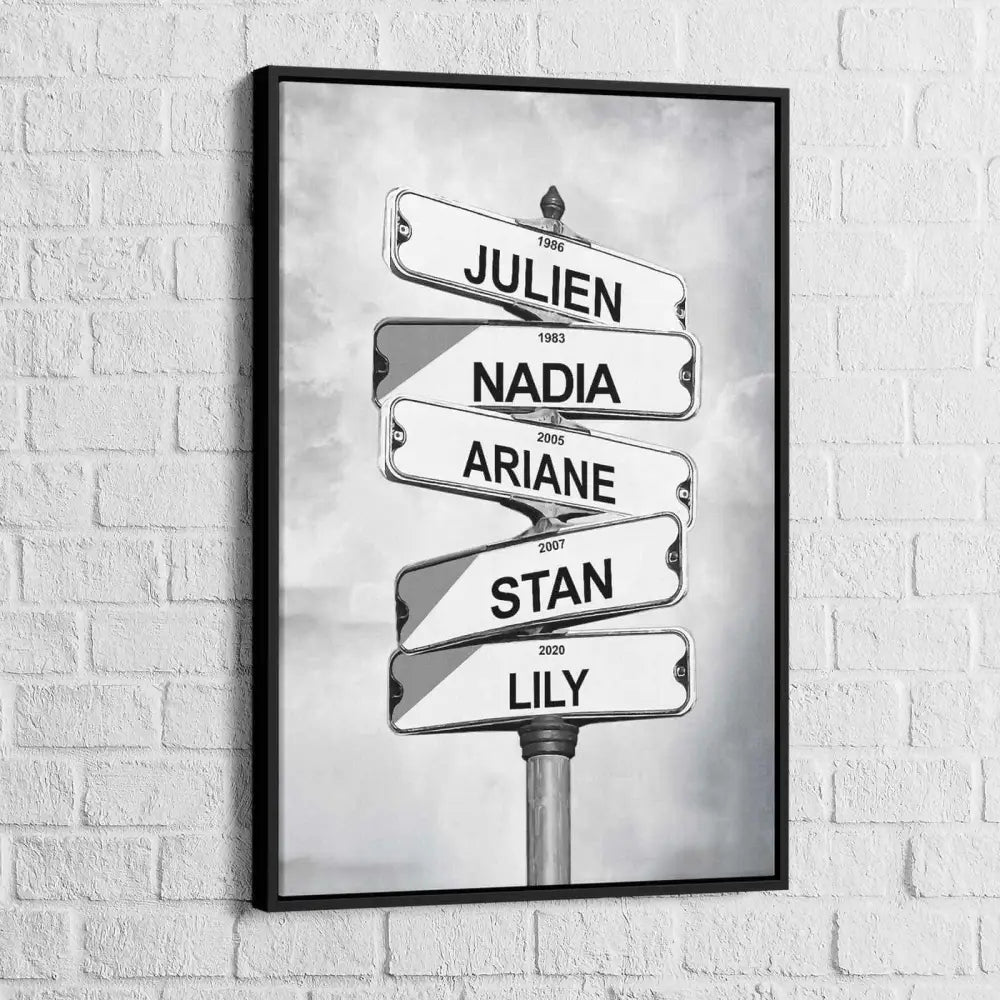 Tableau Personnalisé Prénoms Intersection Vintage - Montableaudeco