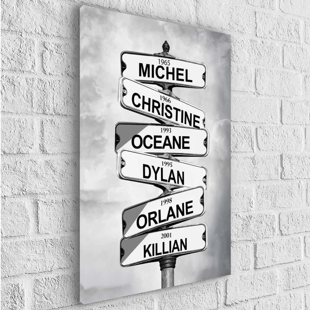 Tableau Personnalisé Prénoms Intersection Vintage - Montableaudeco