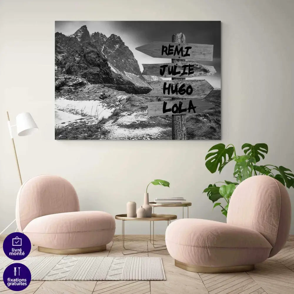 Tableau Personnalisé Prénoms La Montagne - Montableaudeco