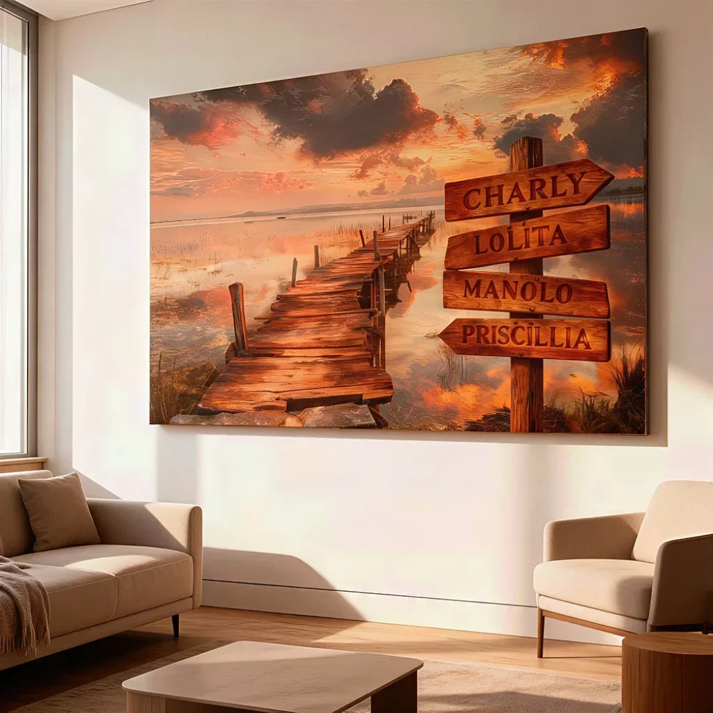 wall art family wall art wooden bridge natural landscape