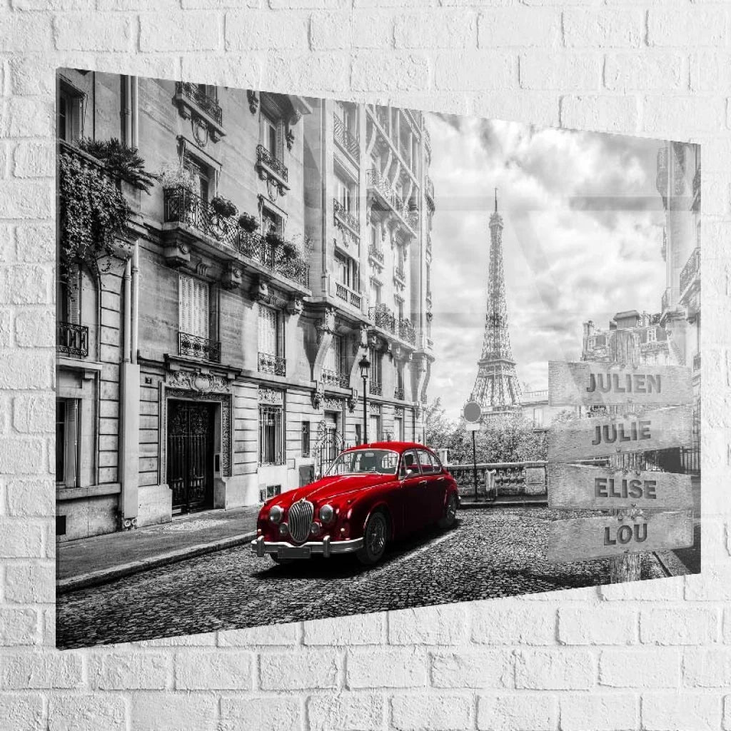 Tableau Personnalisé Prénoms Paris Rouge 40x60cm / Plexiglas Toile Imprimée