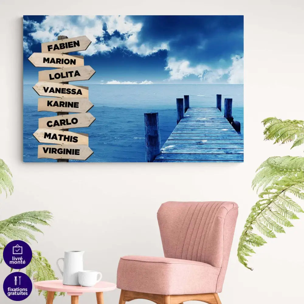 Tableau Personnalisé Prénoms Ponton sur Mer - Montableaudeco