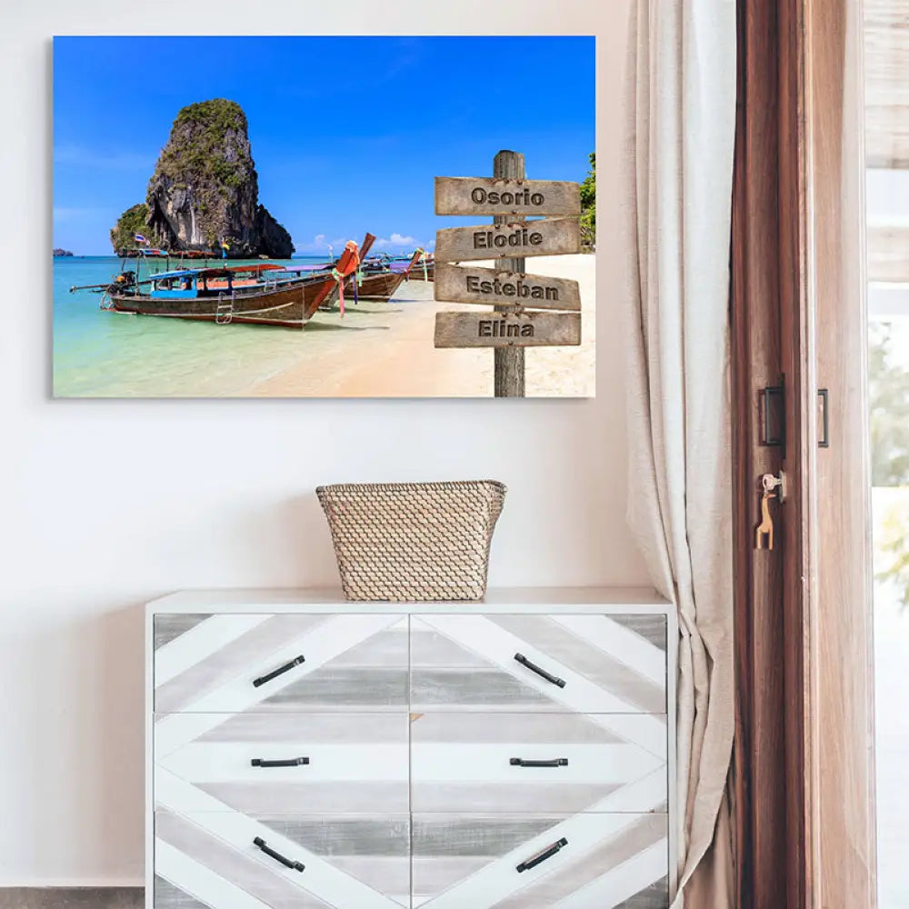 Tableau Personnalisé Prénoms Thailande Toile Imprimée