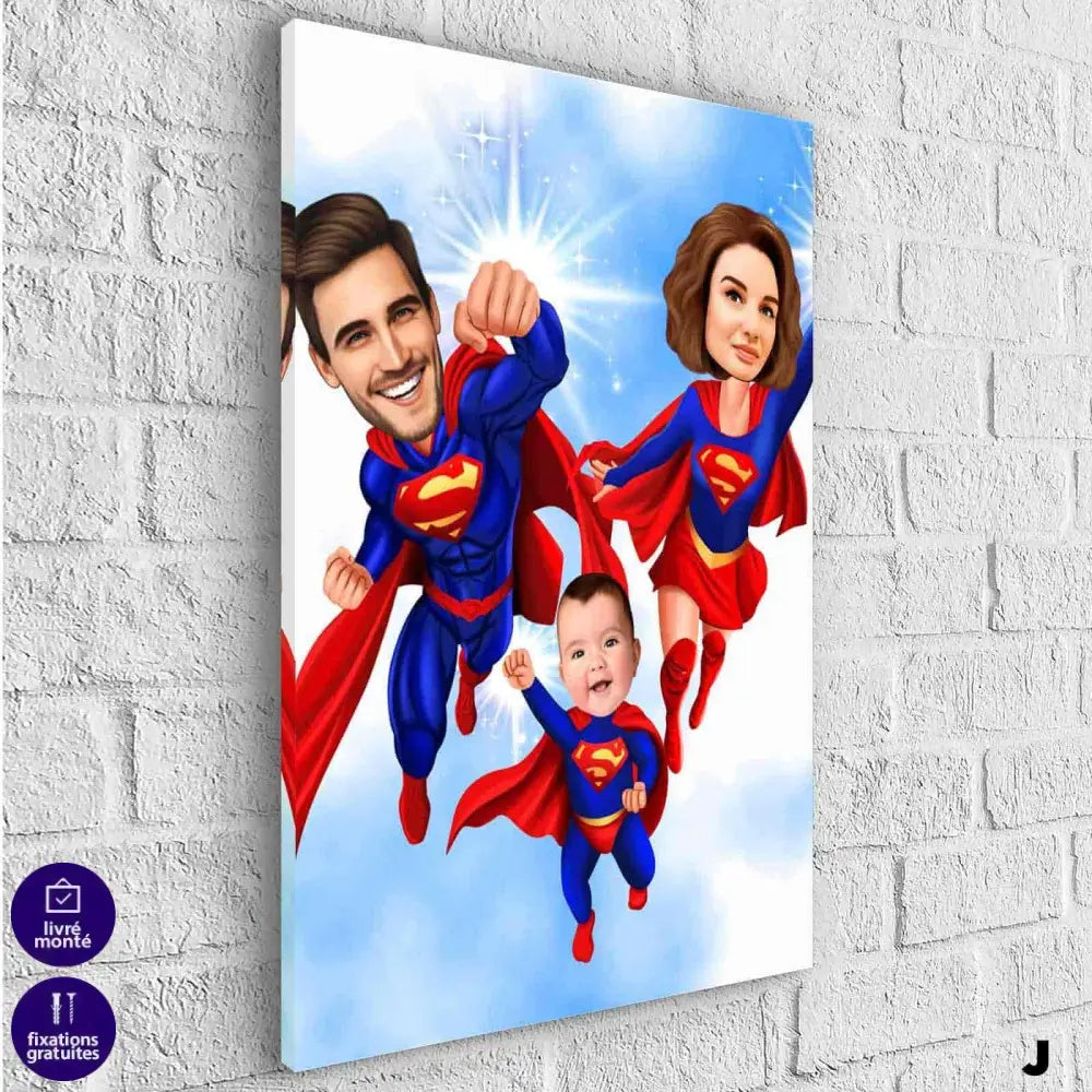 Tableau Personnalisé Super Héros Marvel Famille 3 personnages - Montableaudeco