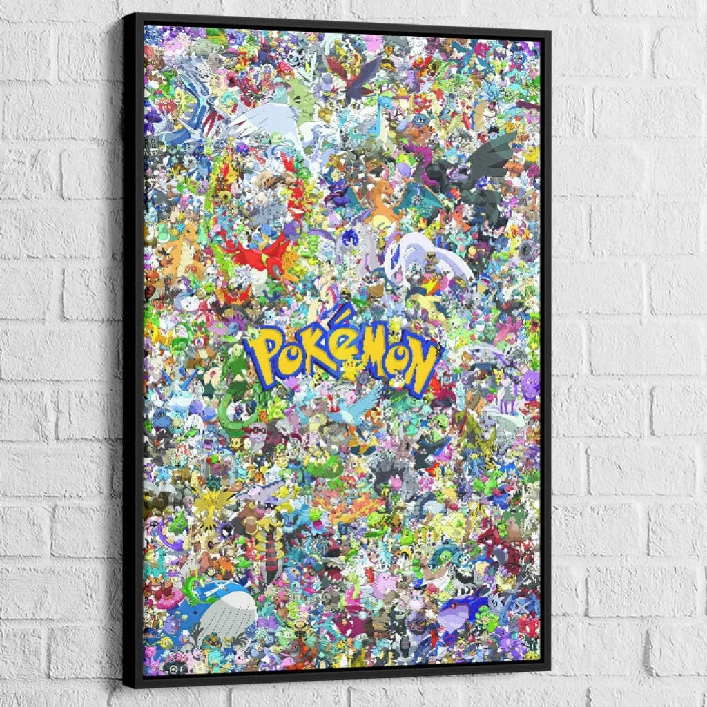 Tableau Pokémon Attrapez les tous 40x60cm / Cadre Noir Tableau Dragon Ball