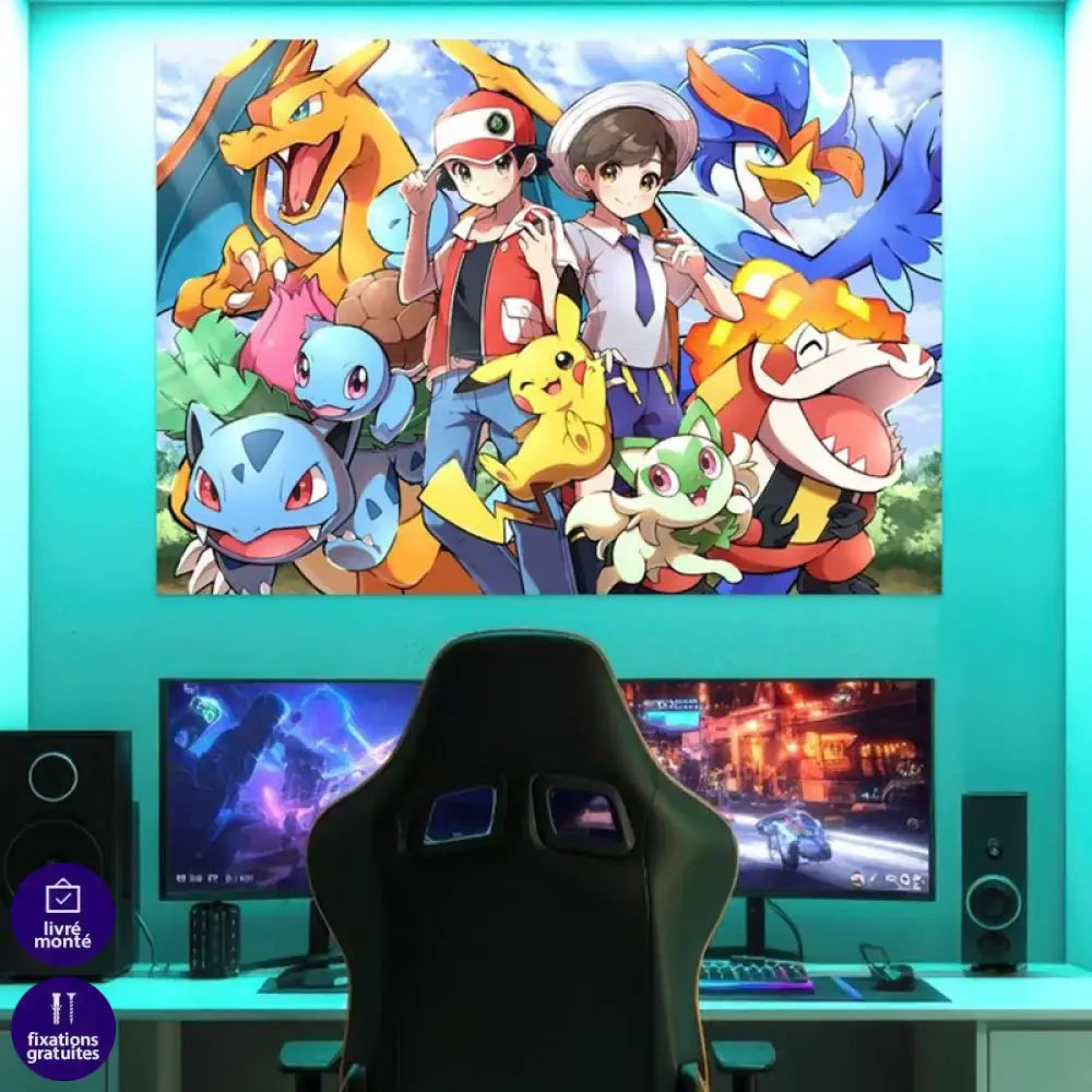 Tableau Pokémon Spirit moderne avec Pikachu et ses compagnons