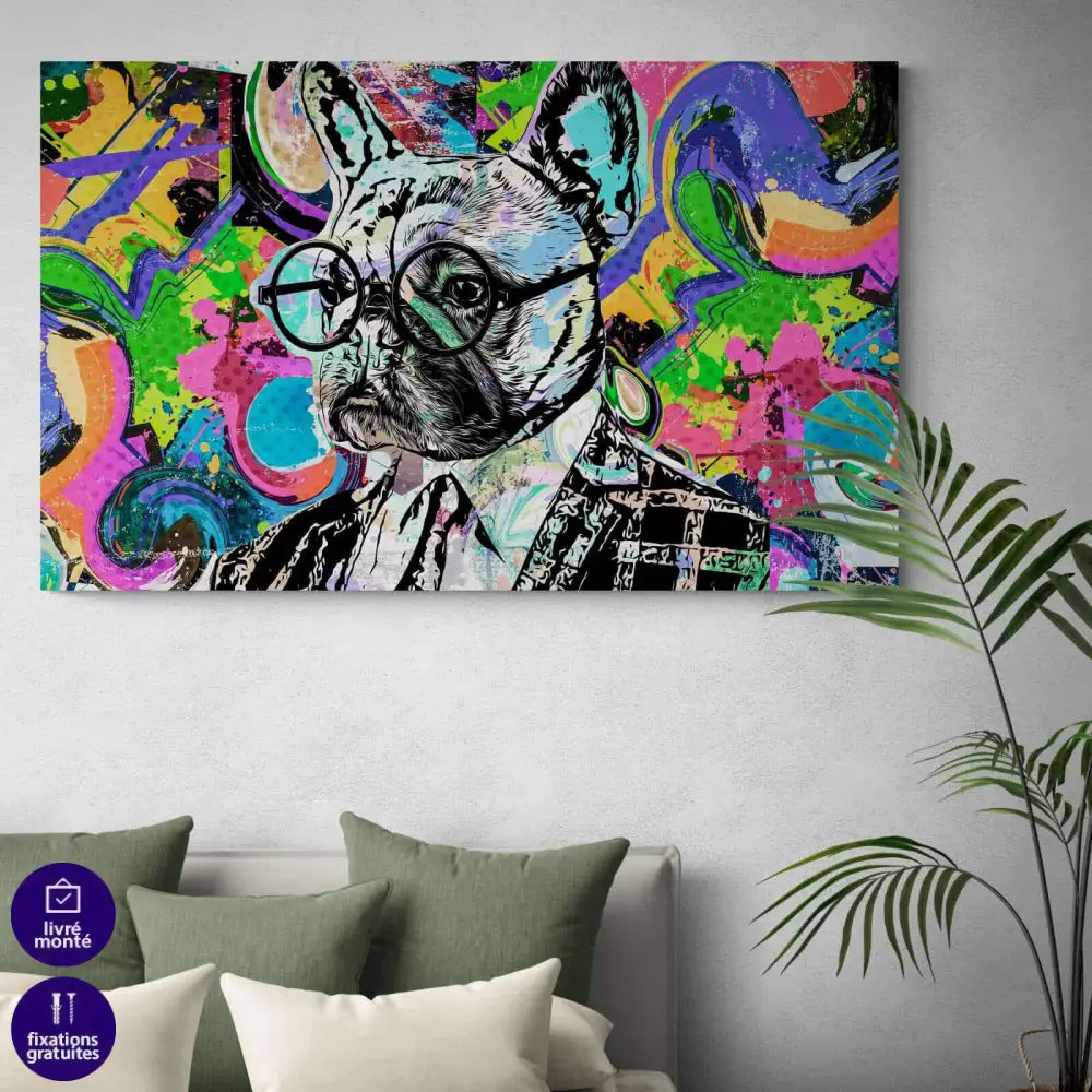 Tableau Pop Art Bulldog Français - Montableaudeco