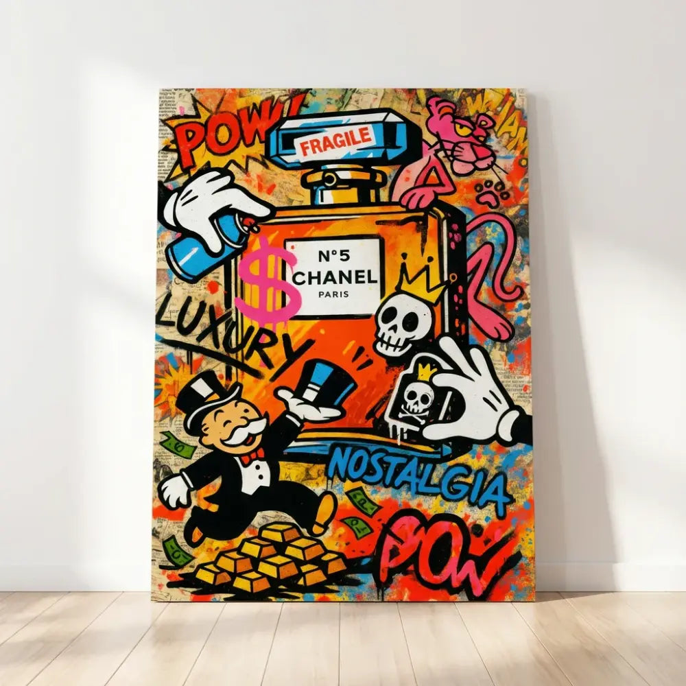 Pop Art Canvas Print Paris, colorful street art wall decor