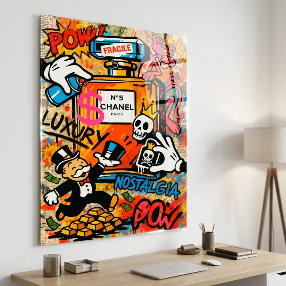 Chanel Paris pop art wall decoration, bright colors and urban spirit