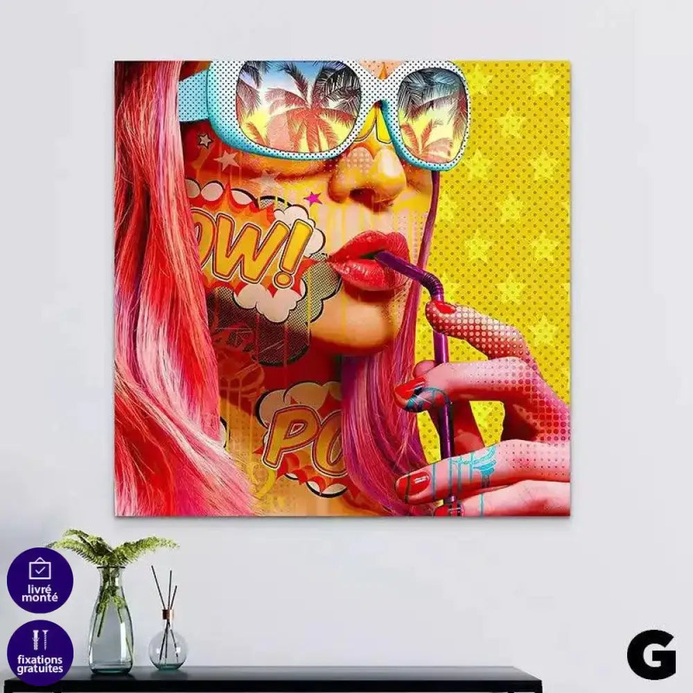 Tableau Pop Art Collection de Femmes Tatouées Flashy et Colorées - Montableaudeco