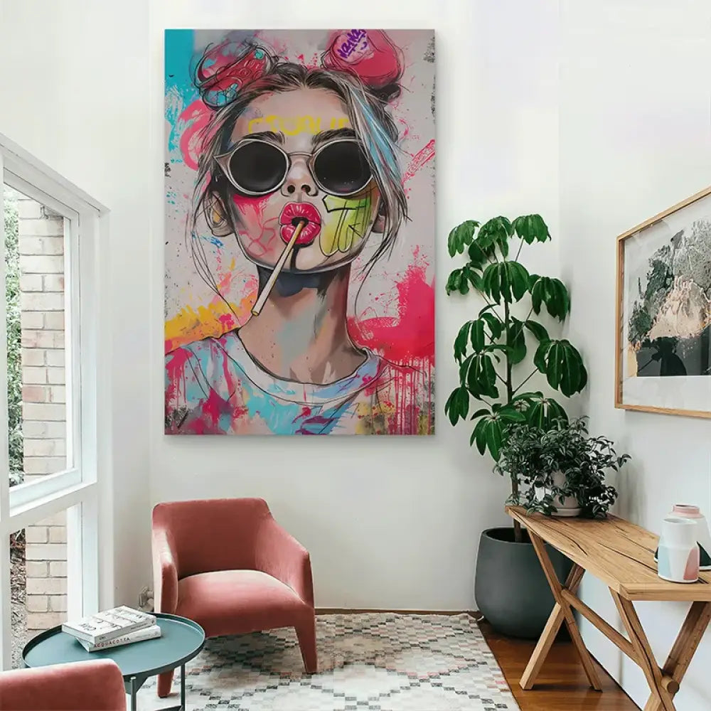 Portrait moderne style graffiti urbain et coloré