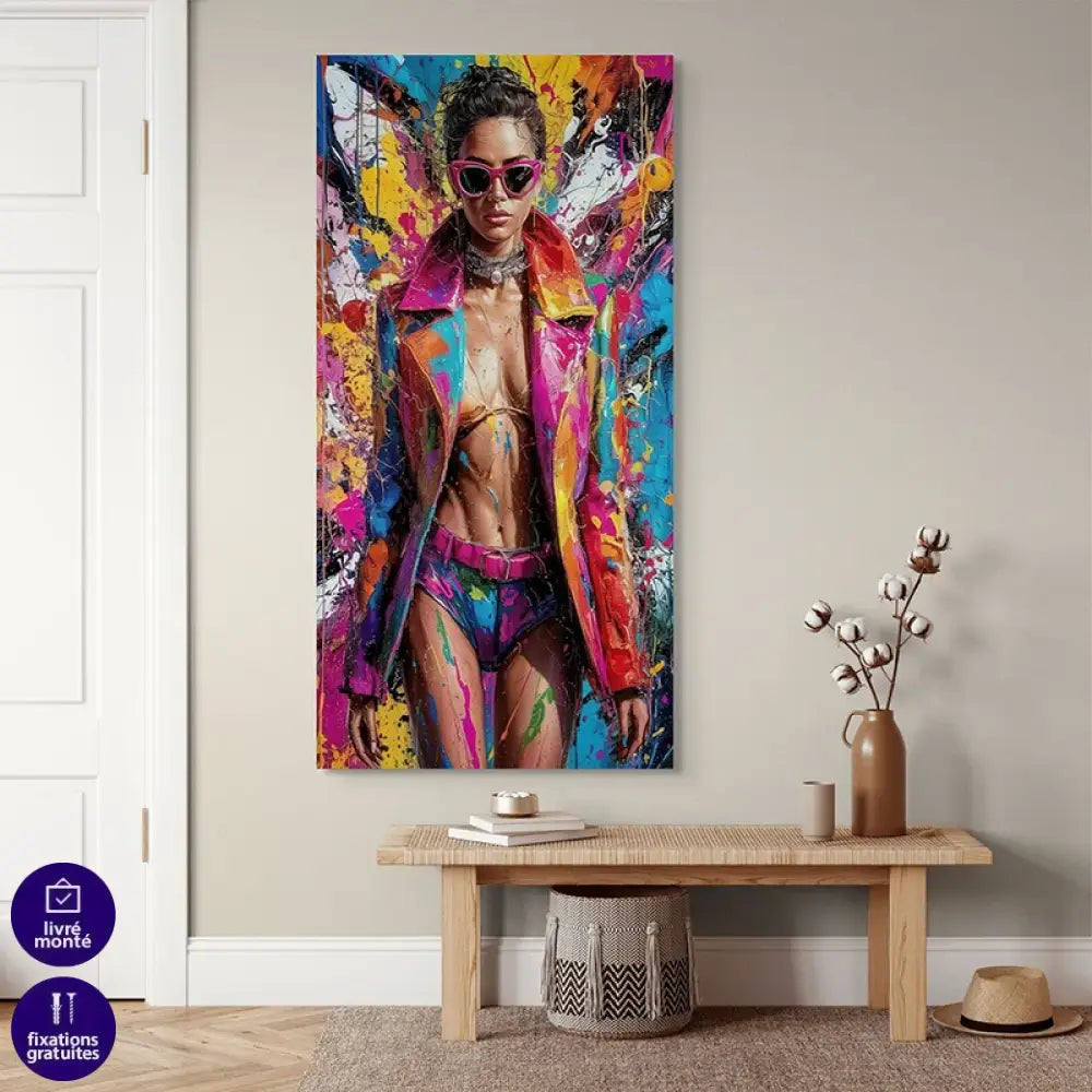 Tableau Pop Art – Femme Graffiti Couleurs Vives Tableau Pop Art