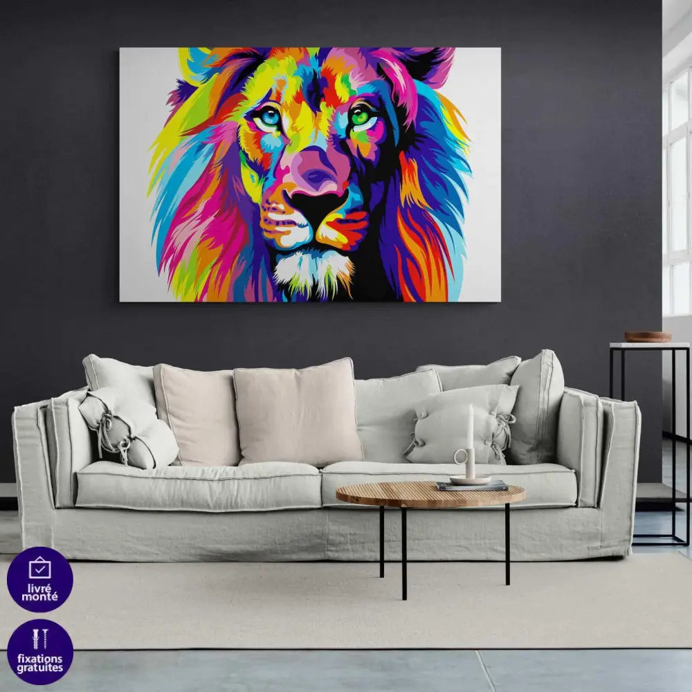 Tableau Pop Art Lion Coloré - Montableaudeco