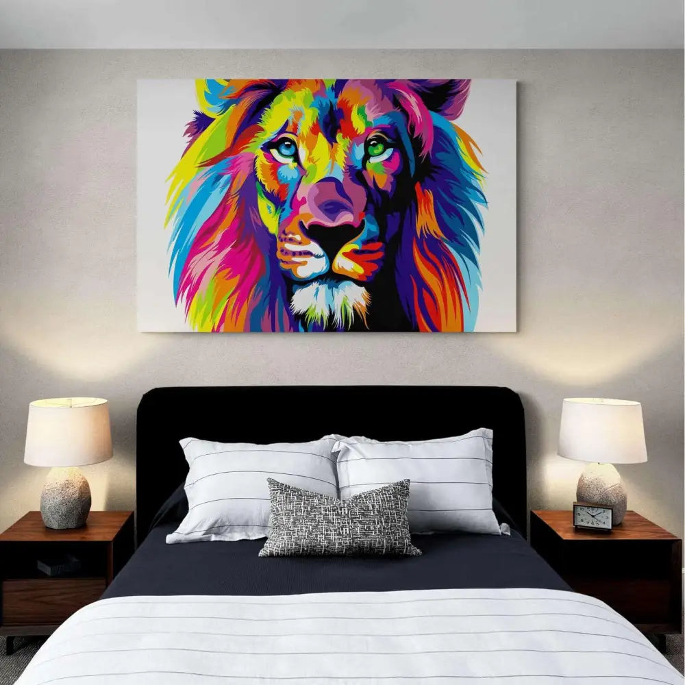 Tableau Pop Art Lion Coloré - Montableaudeco