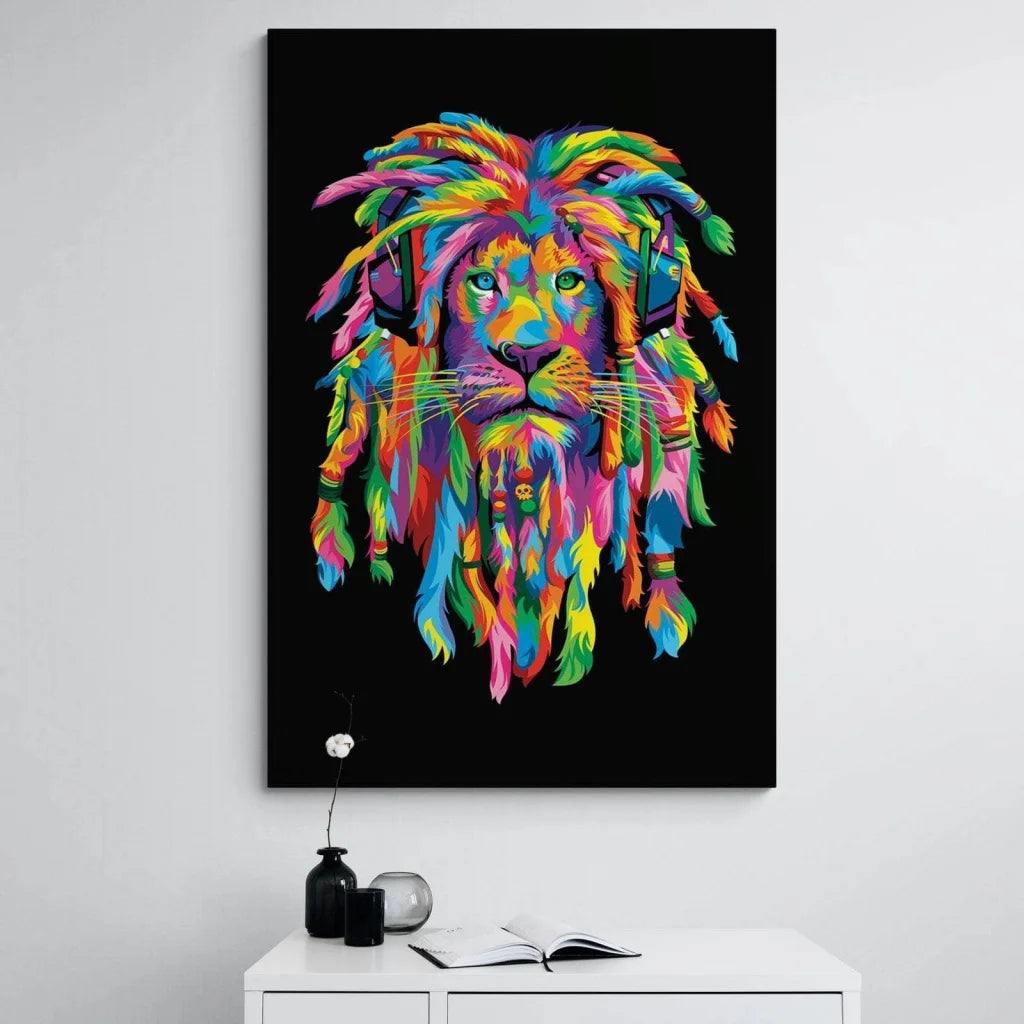 Tableau Pop Art Lion Rasta - Montableaudeco