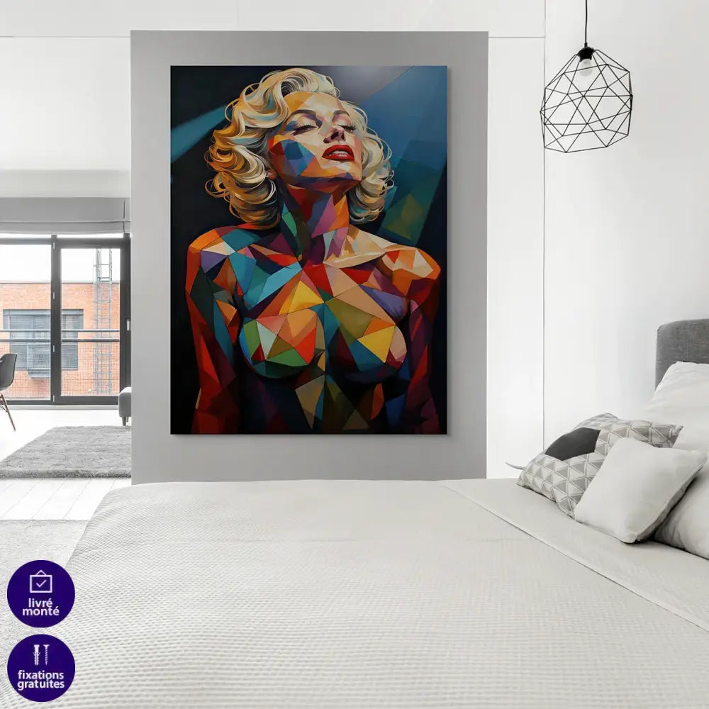 Tableau Pop Art – Marilyn Monroe Géométrique Multicolore