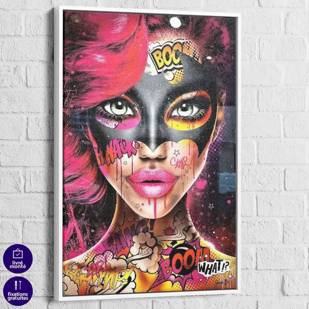 Tableau Pop Art Wonder Pop Cadre blanc