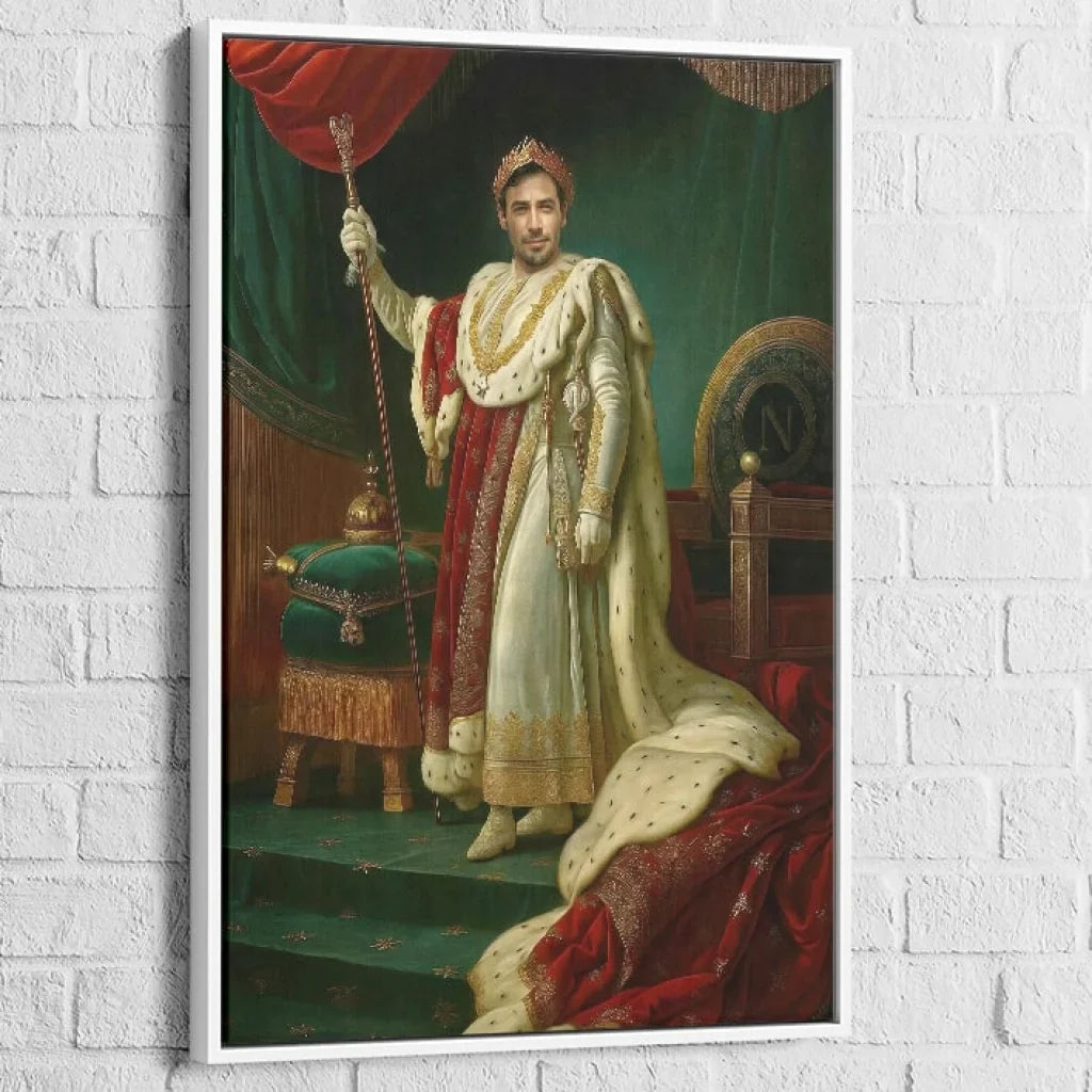 Cadre flottant blanc Portrait Historique L’Empereur – style lumineux
