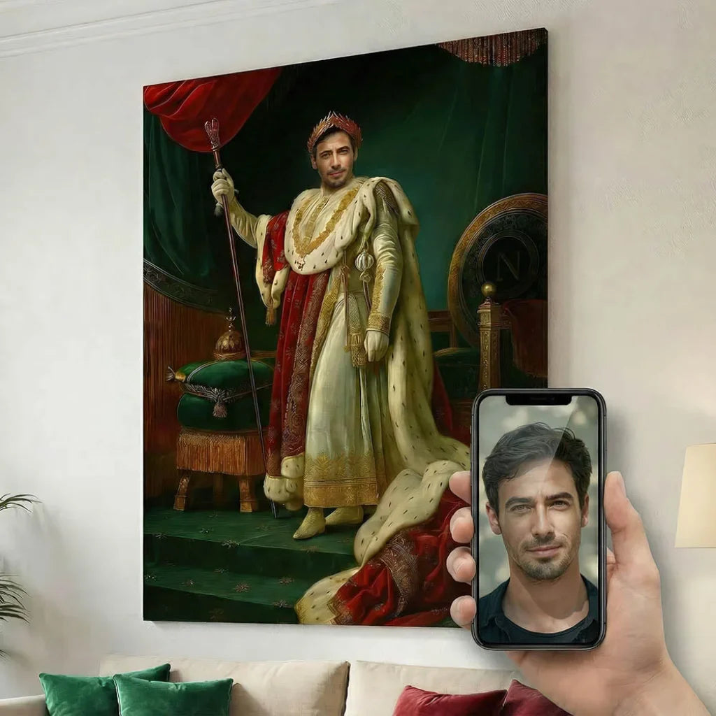 Tableau Portrait Personnalisé Historique L’empereur - 40x60cm / Toile tendue sur châssis - Tableau Personnalisé