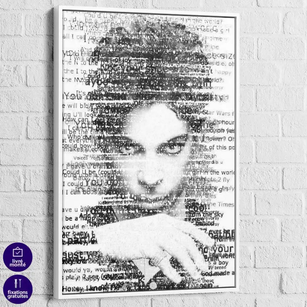 Tableau Prince Révélation Typographique 40x60cm / Cadre Blanc Tableau Célébrité