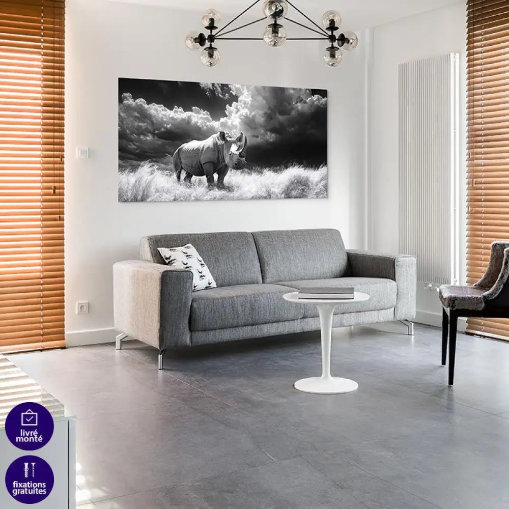 Tableau Rhinocéros Noir et Blanc Tableau Animaux