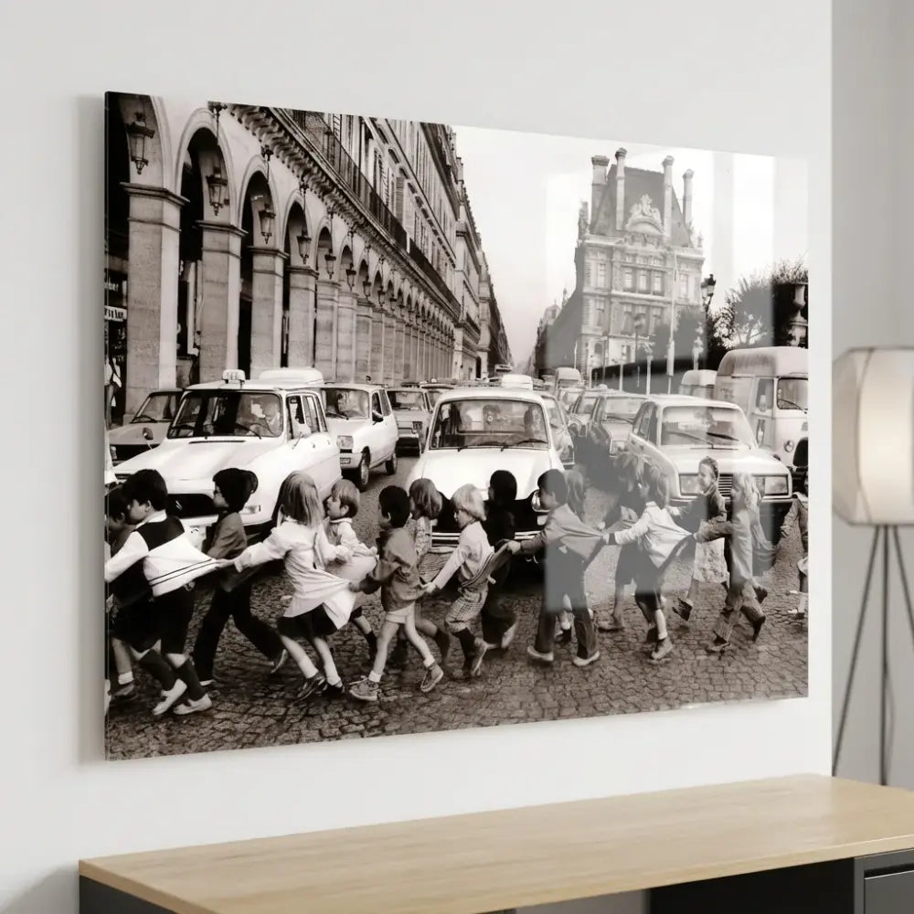 plexiglas photo Paris noir et blanc Les tabliers de la rue de Rivoli finition brillante premium
