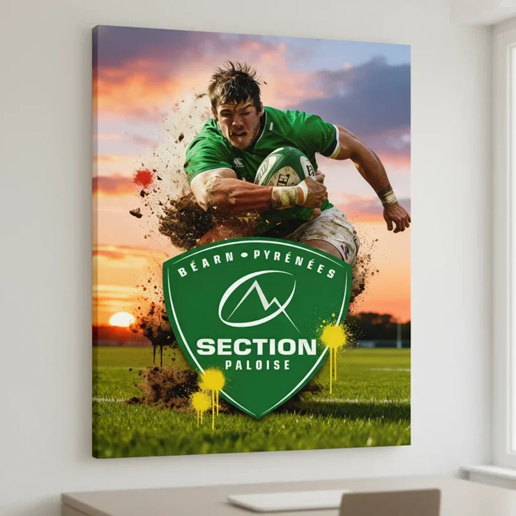 Section Paloise rugby painting on stretched canvas