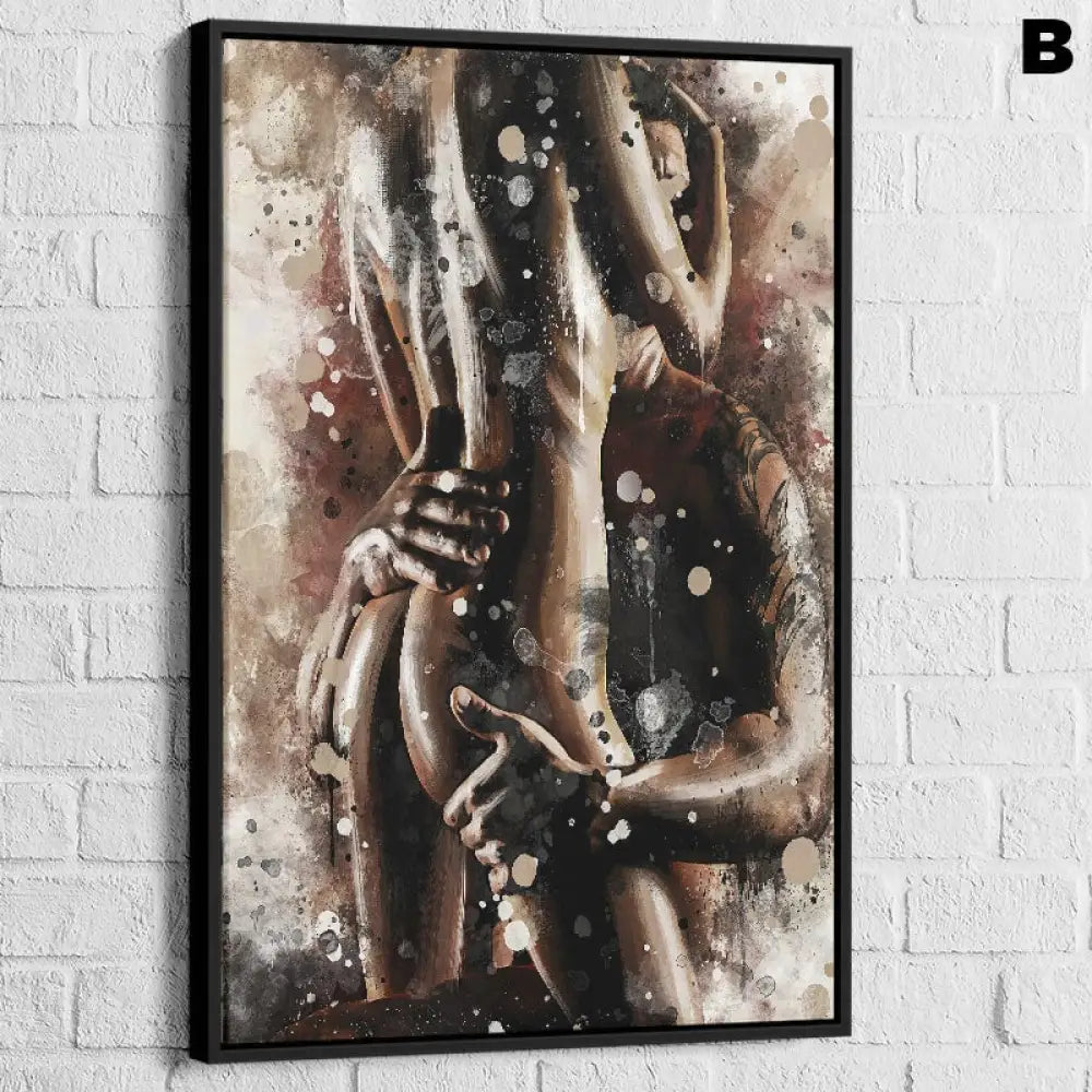 art abstrait sensuel silhouettes cadre noir