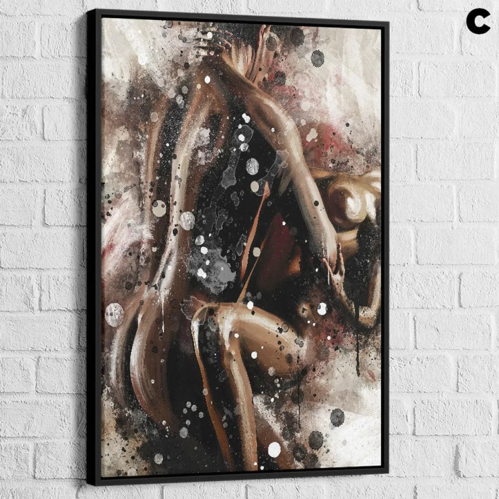 art abstrait sensuel silhouettes cadre flottant noir