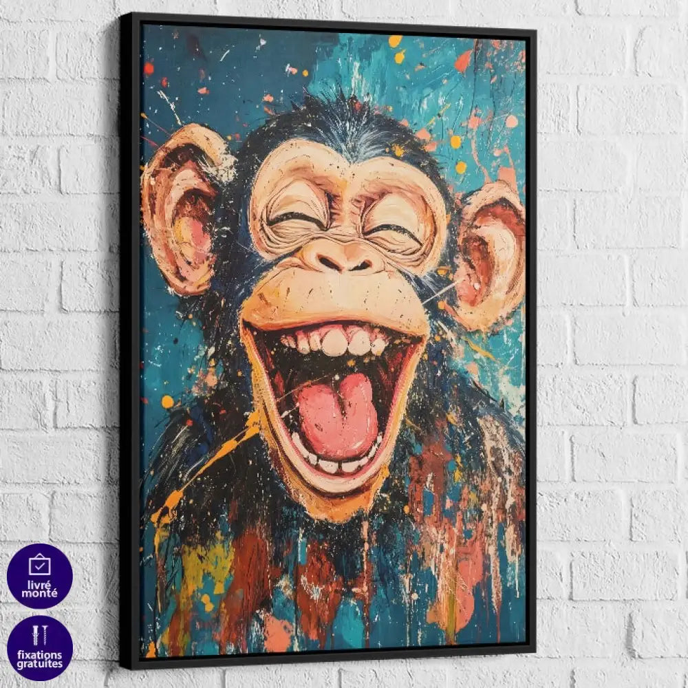 Singe rigolo en art mural pour salon ou chambre