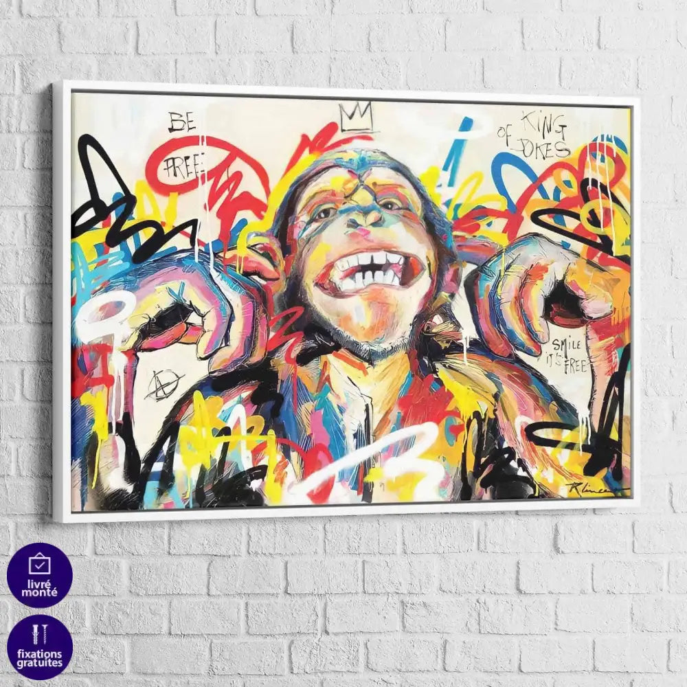 Tableau Singe Smile its Free - Montableaudeco