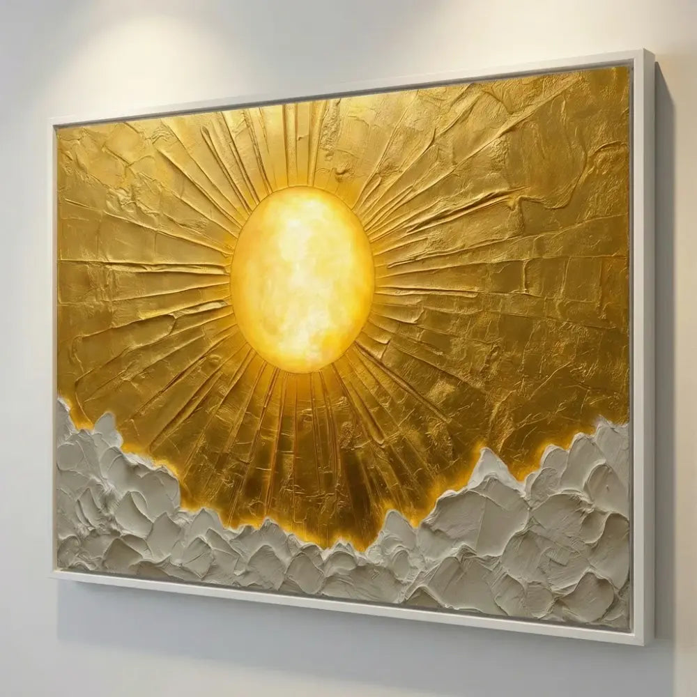 Tableau Soleil Doré - 40x60cm / Cadre Blanc - Tableau Moderne