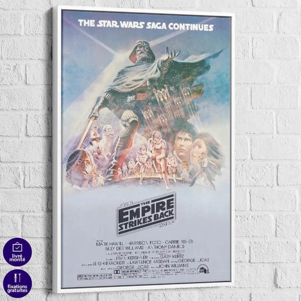 Tableau Star Wars Original L’Empire Contre Attaque 40x60cm / Cadre Blanc Tableau Star Wars