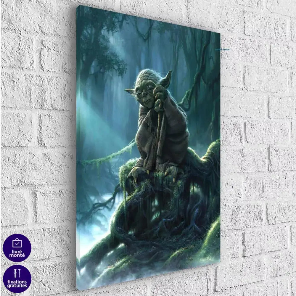 Tableau Star Wars Yoda Planète - Montableaudeco