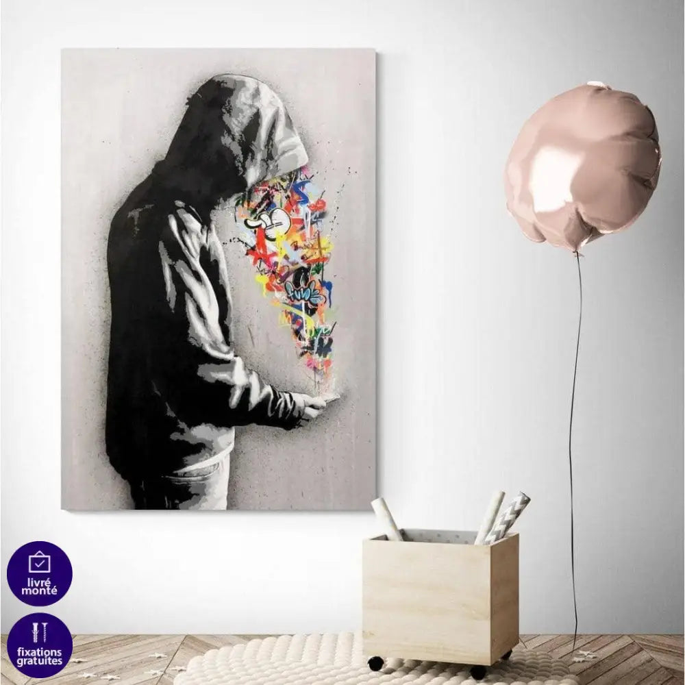 Tableau Street Art Banksy Le bouquet - Montableaudeco