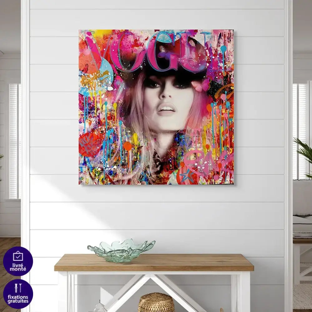 Tableau Street Art Bardot grand format – déco murale moderne pour salon