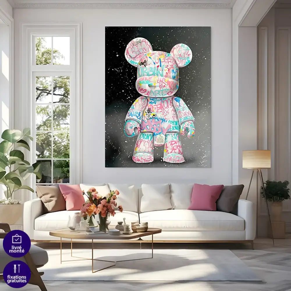 décoration murale style graffiti ours pop art