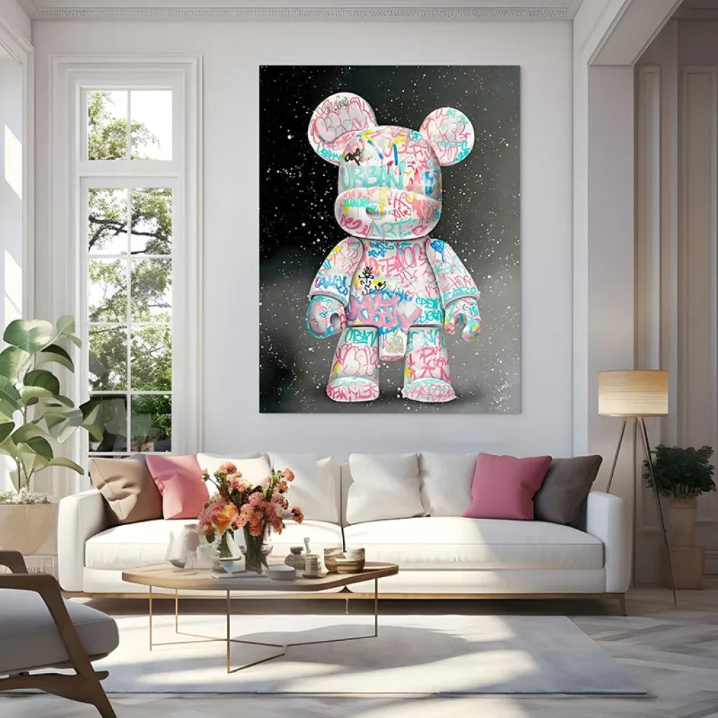 décoration murale style graffiti ours pop art