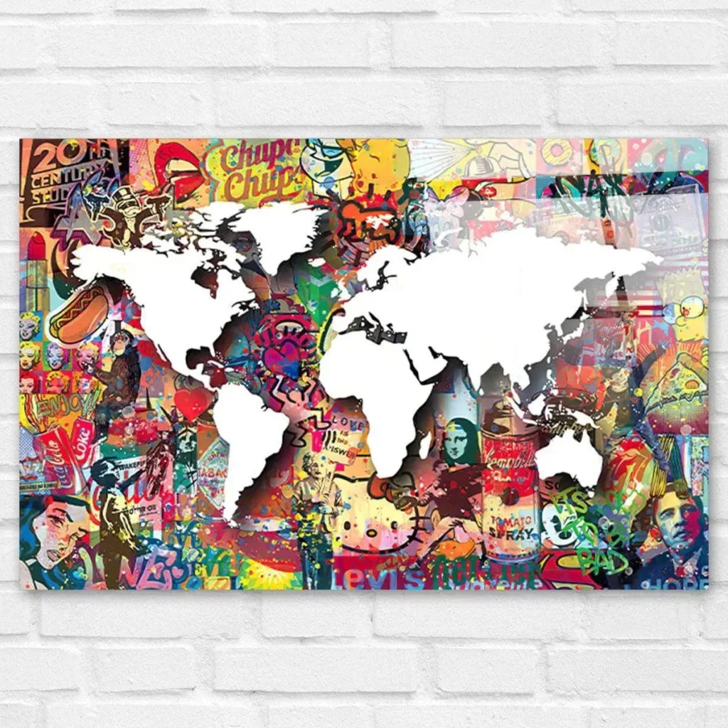 Tableau Street Art Carte du Monde - Montableaudeco