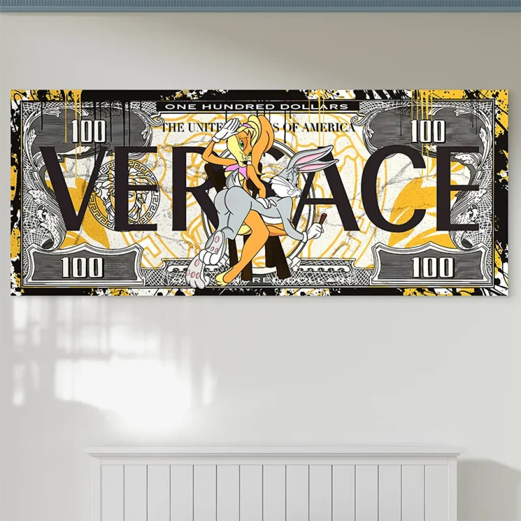 Toile design billet 100 dollars version street art, déco salon moderne et artistique