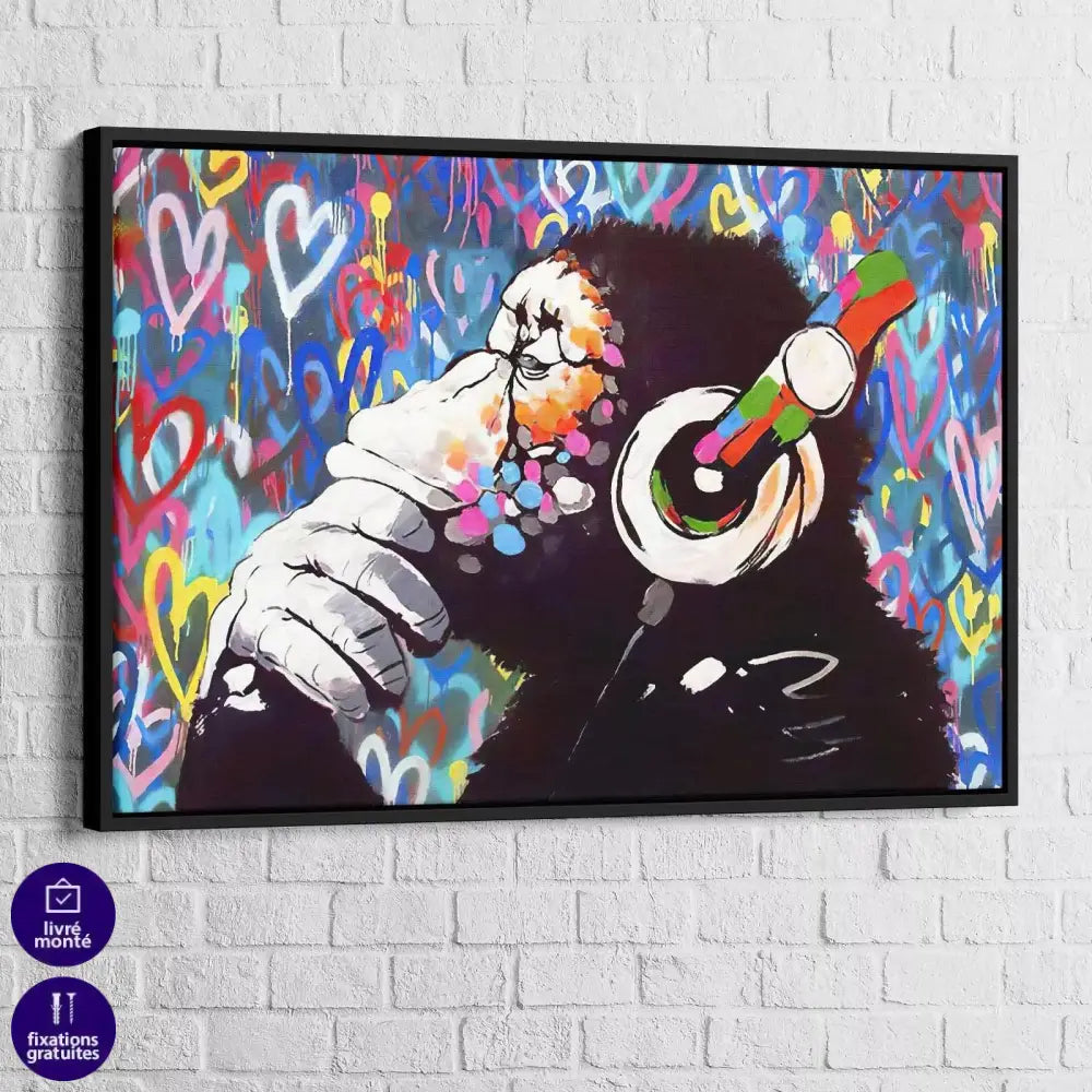 Tableau Street Art DJ Monkey - Montableaudeco