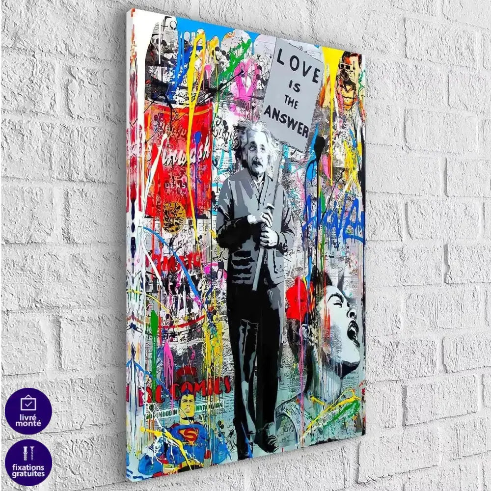 Tableau Street Art Einstein L'amour est la Réponse - Montableaudeco