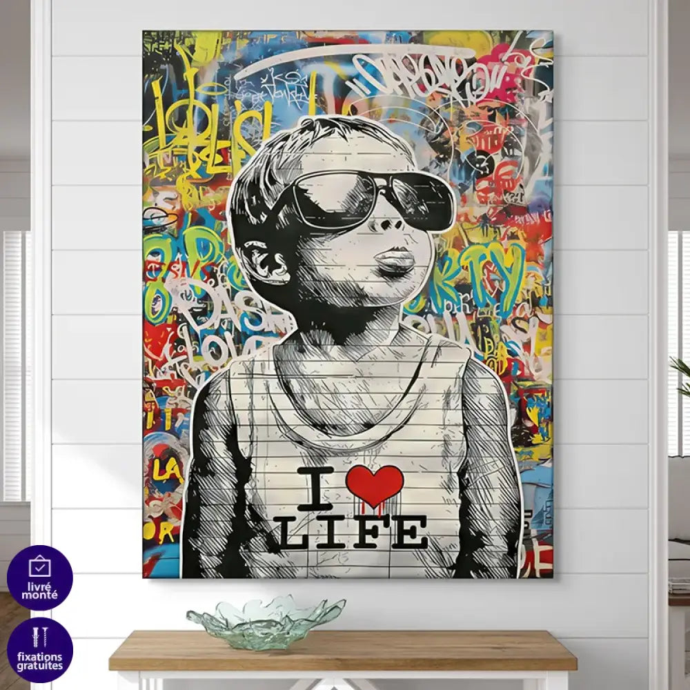 Tableau graffiti pop art enfant cool art urbain décoratif